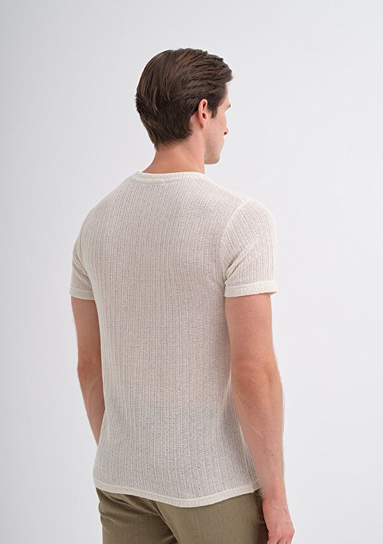 CAZADOR Caz 4011 - 25YCEEO04011 Erkek Beyaz Bisiklet Yaka T-Shirt