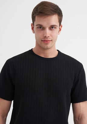CAZADOR Siyah Erkek Bisiklet Yaka T-shirt