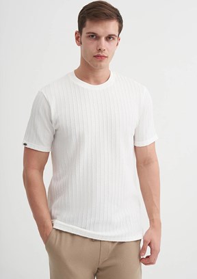 CAZADOR Beyaz Erkek Bisiklet Yaka T-shirt