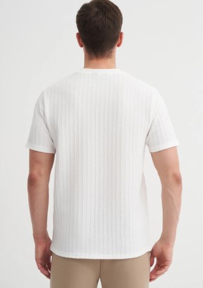 CAZADOR Beyaz Erkek Bisiklet Yaka T-shirt