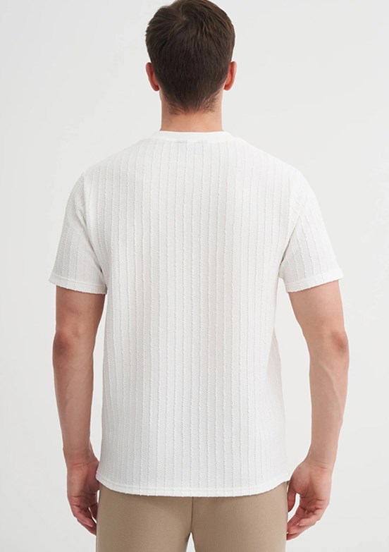 CAZADOR Beyaz Erkek Bisiklet Yaka T-shirt