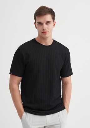 CAZADOR Siyah Erkek Bisiklet Yaka T-shirt
