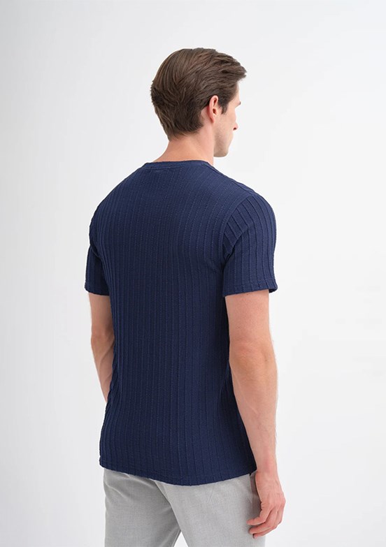 CAZADOR Lacivert Erkek Bisiklet Yaka T-shirt