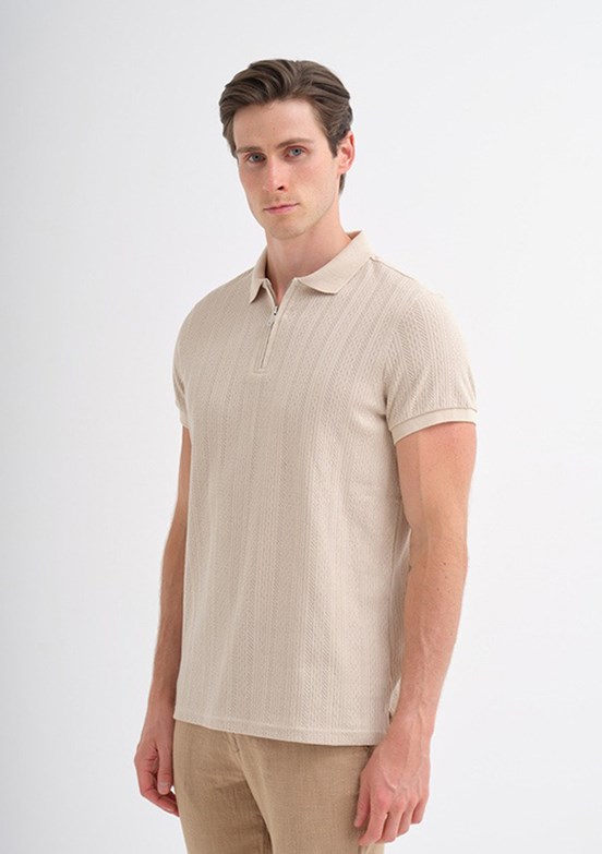 CAZADOR Caz 4122 - 25YCEEO04122 Erkek Bej Polo Yaka T-Shirt