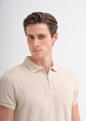 CAZADOR Caz 4122 - 25YCEEO04122 Erkek Bej Polo Yaka T-Shirt