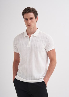 CAZADOR Caz 4122 - 25YCEEO04122 Erkek Beyaz Polo Yaka T-Shirt