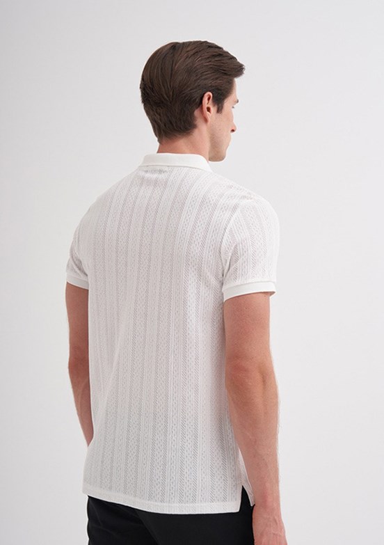 CAZADOR Caz 4122 - 25YCEEO04122 Erkek Beyaz Polo Yaka T-Shirt