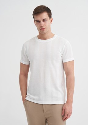 CAZADOR Caz 4177 Erkek Beyaz Bisiklet Yaka T-Shirt
