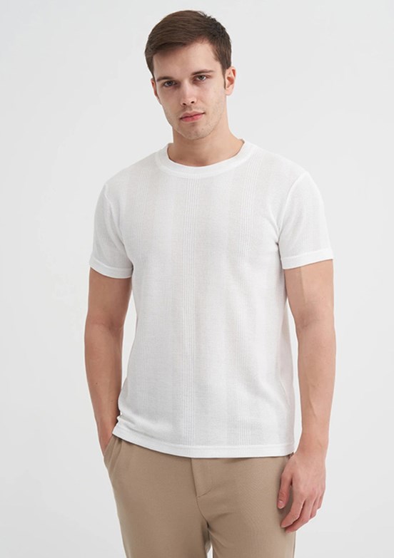 CAZADOR Ekru Erkek Bisiklet Yaka T-shirt