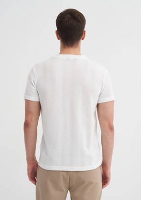 CAZADOR Caz 4177 Erkek Beyaz Bisiklet Yaka T-Shirt