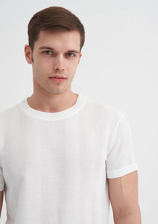 CAZADOR Ekru Erkek Bisiklet Yaka T-shirt