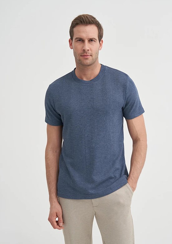 CAZADOR Açık Lacivert Erkek Bisiklet Yaka T-shirt