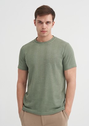 CAZADOR Caz 4177 Erkek Yeşil Bisiklet Yaka T-Shirt