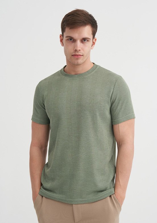CAZADOR Caz 4177 Erkek Yeşil Bisiklet Yaka T-Shirt