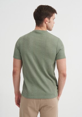 CAZADOR Caz 4177 Erkek Yeşil Bisiklet Yaka T-Shirt