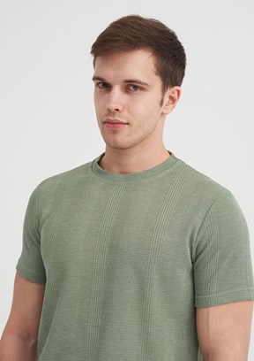 CAZADOR Caz 4177 Erkek Yeşil Bisiklet Yaka T-Shirt