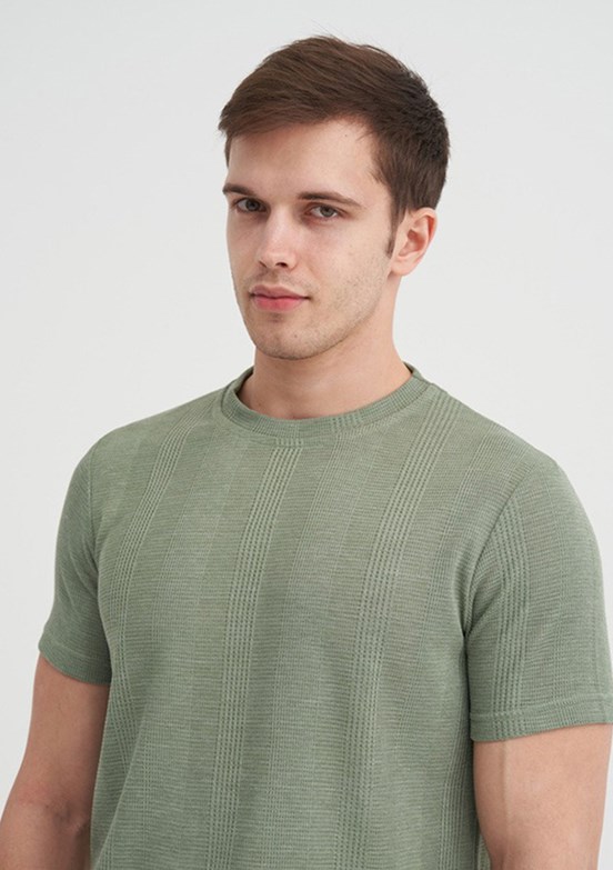 CAZADOR Caz 4177 Erkek Yeşil Bisiklet Yaka T-Shirt