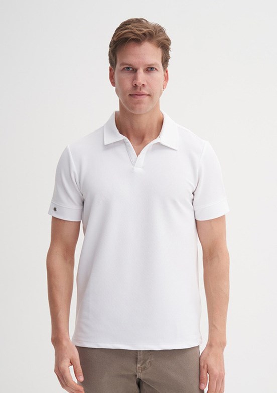 CAZADOR Caz 4201 - 25YCEEO04201 Erkek Beyaz Polo Yaka T-Shirt