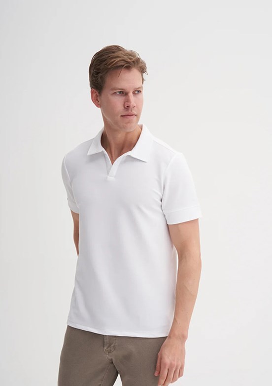 CAZADOR Beyaz Erkek Polo Yaka T-shirt