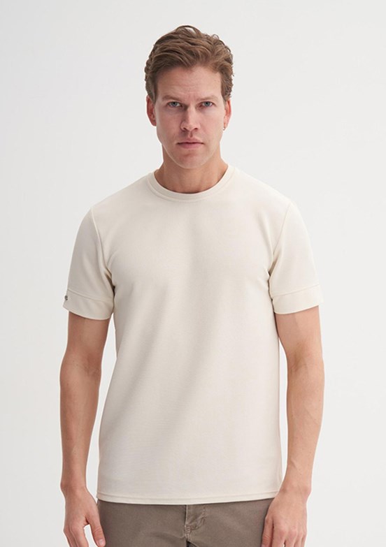 CAZADOR Caz 4202 - 25YCEEO04202 Erkek Bej Bisiklet Yaka T-Shirt