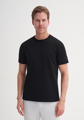 CAZADOR Caz 4202 Erkek Siyah Bisiklet Yaka T-Shirt
