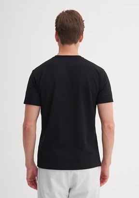 CAZADOR Caz 4202 Erkek Siyah Bisiklet Yaka T-Shirt