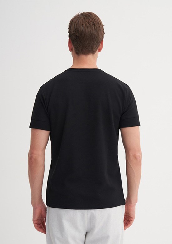CAZADOR Caz 4202 Erkek Siyah Bisiklet Yaka T-Shirt