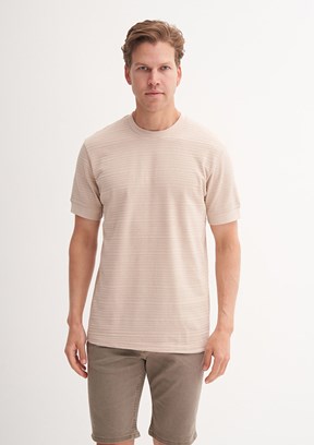 CAZADOR Bej Erkek Bisiklet Yaka T-Shirt