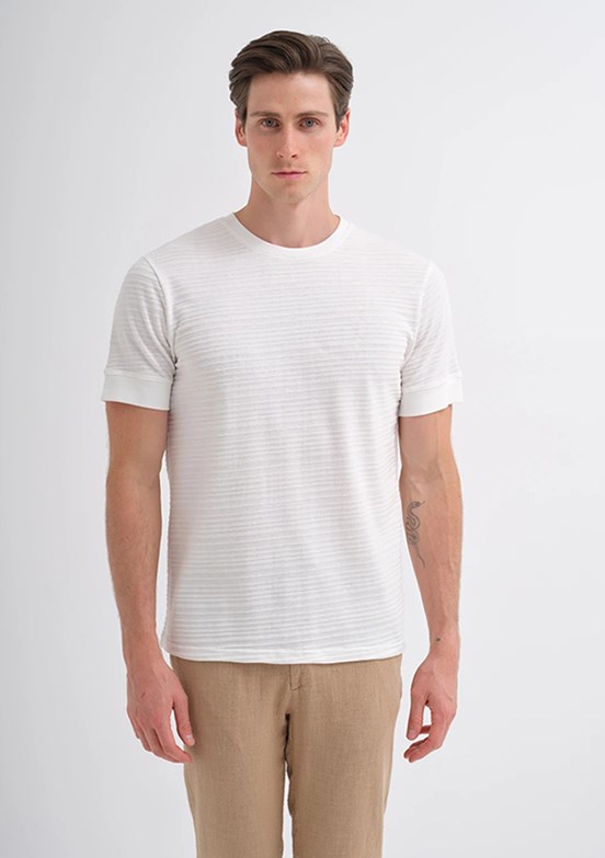 CAZADOR Ekru Erkek Bisiklet Yaka T-shirt