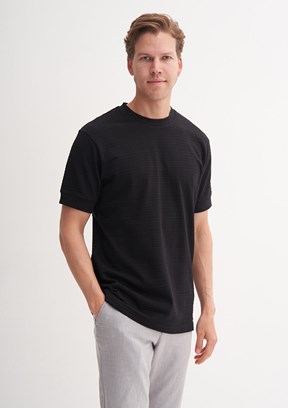 CAZADOR Siyah Erkek Bisiklet Yaka T-Shirt