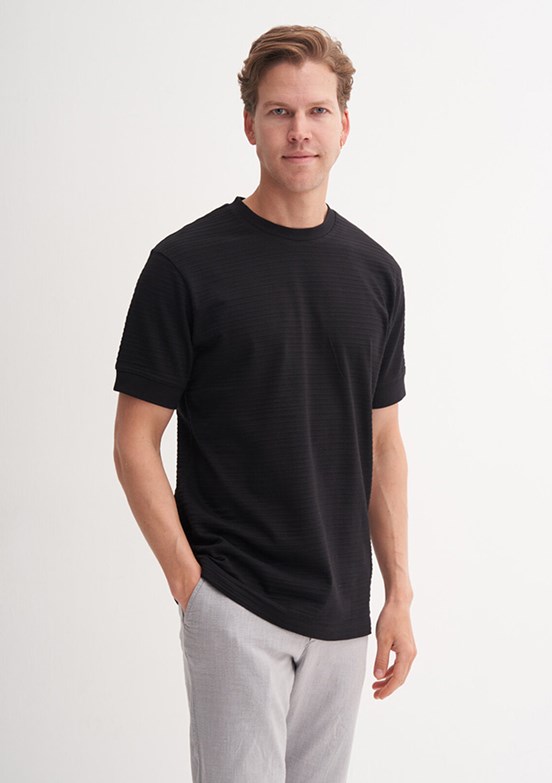 CAZADOR Siyah Erkek Bisiklet Yaka T-Shirt