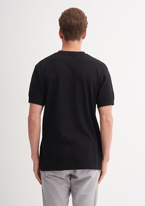CAZADOR Siyah Erkek Bisiklet Yaka T-Shirt