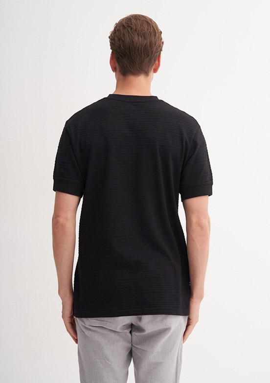 CAZADOR Siyah Erkek Bisiklet Yaka T-Shirt