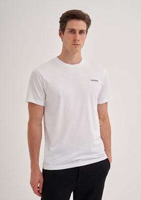 CAZADOR Caz 4233 Erkek Beyaz Bisiklet Yaka T-Shirt