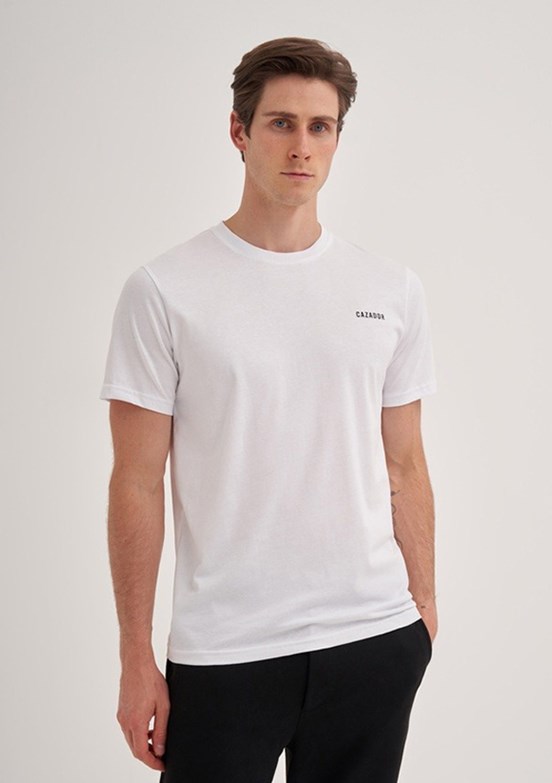 CAZADOR Caz 4233 Erkek Beyaz Bisiklet Yaka T-Shirt