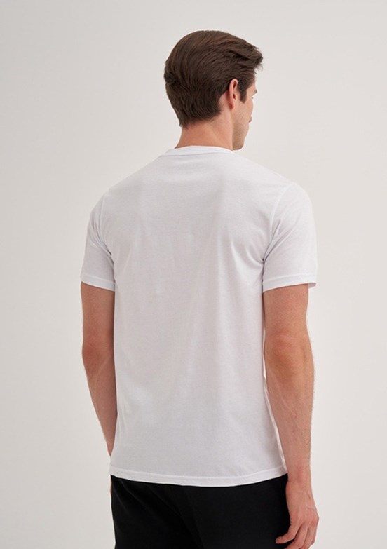 CAZADOR Caz 4233 Erkek Beyaz Bisiklet Yaka T-Shirt