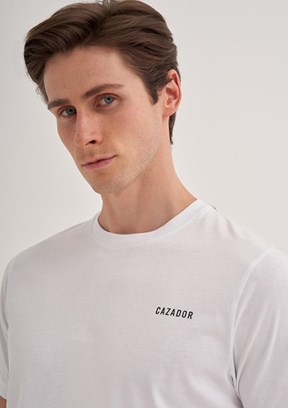 CAZADOR Caz 4233 Erkek Beyaz Bisiklet Yaka T-Shirt
