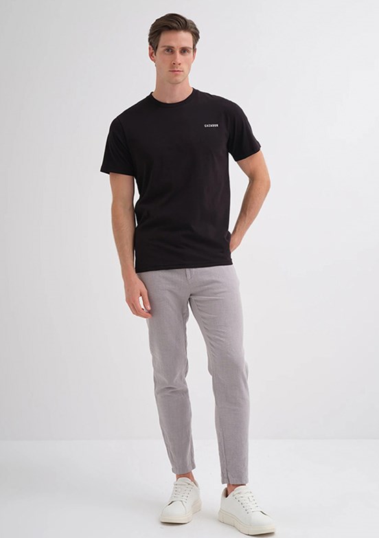 CAZADOR Siyah Erkek Bisiklet Yaka T-Shirt