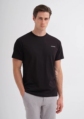 CAZADOR Siyah Erkek Bisiklet Yaka T-Shirt