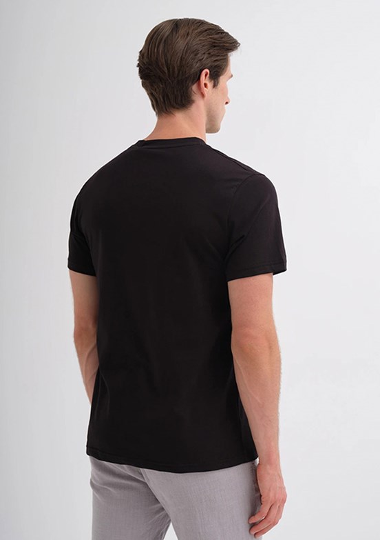 CAZADOR Siyah Erkek Bisiklet Yaka T-Shirt