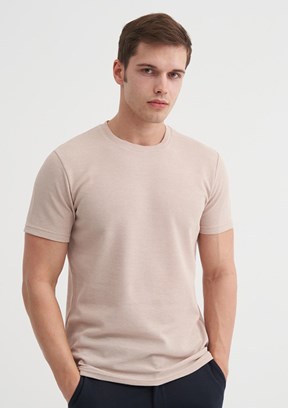 CAZADOR Caz 4240 - 25YCEEO04240 Erkek Bej Bisiklet Yaka T-Shirt