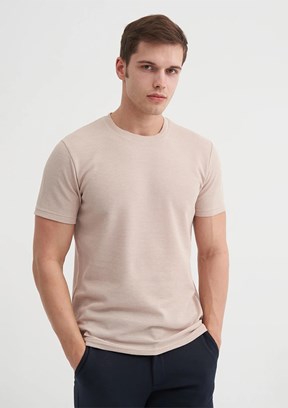 CAZADOR Bej Erkek Bisiklet Yaka T-shirt