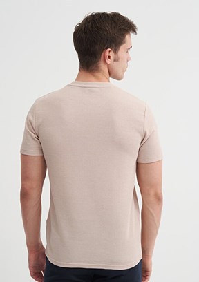 CAZADOR Caz 4240 - 25YCEEO04240 Erkek Bej Bisiklet Yaka T-Shirt