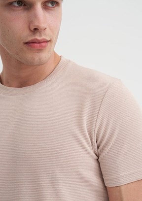 CAZADOR Caz 4240 - 25YCEEO04240 Erkek Bej Bisiklet Yaka T-Shirt