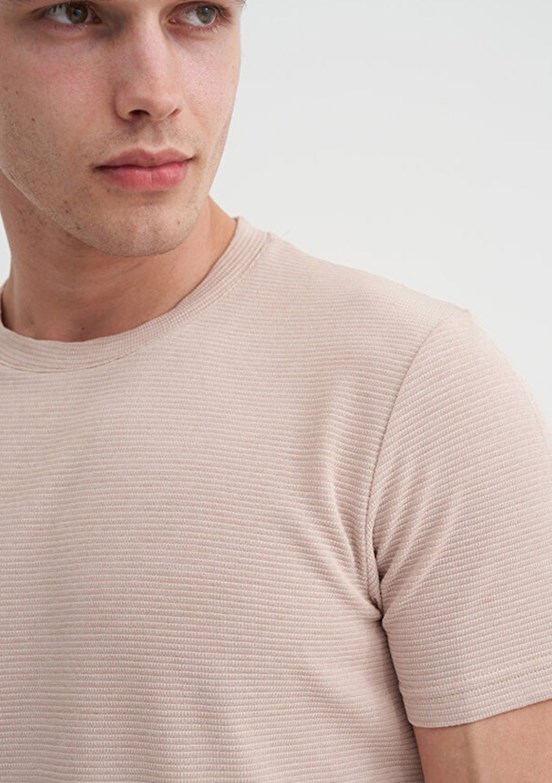 CAZADOR Caz 4240 - 25YCEEO04240 Erkek Bej Bisiklet Yaka T-Shirt