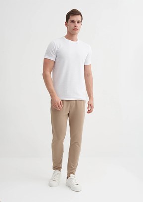 CAZADOR Beyaz Erkek Bisiklet Yaka T-shirt