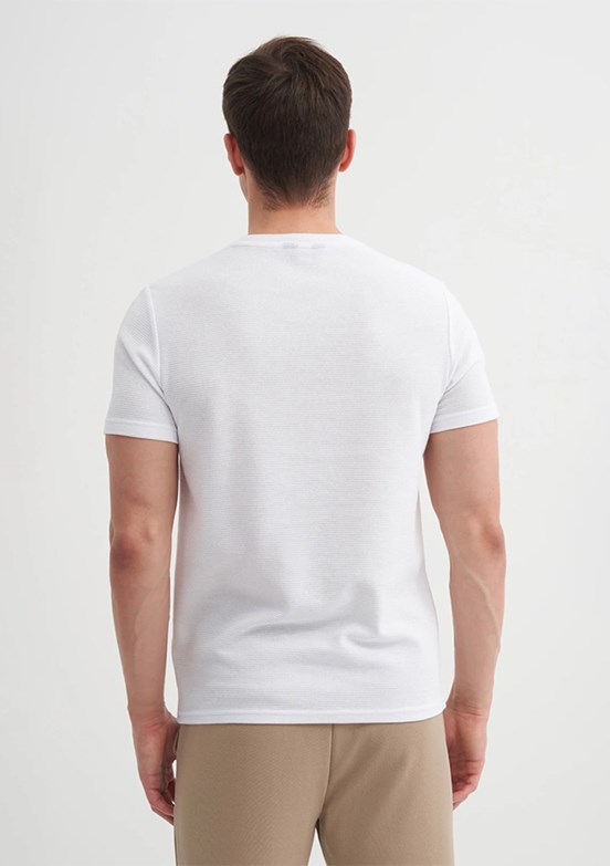 CAZADOR Beyaz Erkek Bisiklet Yaka T-shirt