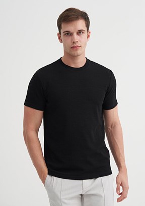 CAZADOR Caz 4240 - 25YCEEO04240 Erkek Siyah Bisiklet Yaka T-Shirt