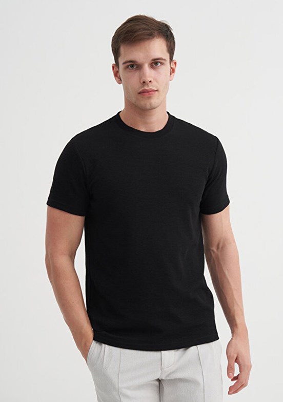 CAZADOR Caz 4240 - 25YCEEO04240 Erkek Siyah Bisiklet Yaka T-Shirt