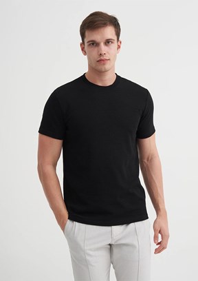CAZADOR Siyah Erkek Bisiklet Yaka T-shirt